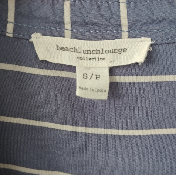 Beach Lunch Lounge Small‎ Women's Long Sleeve Blue And White Pinstripe Button Up - Picture 7 of 8